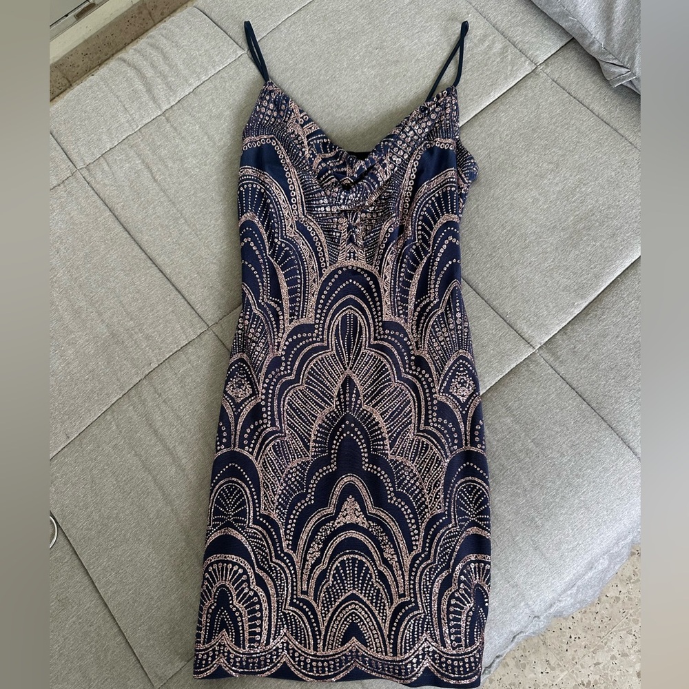 Jump Navy & Blush Printed Mini Slip Dress